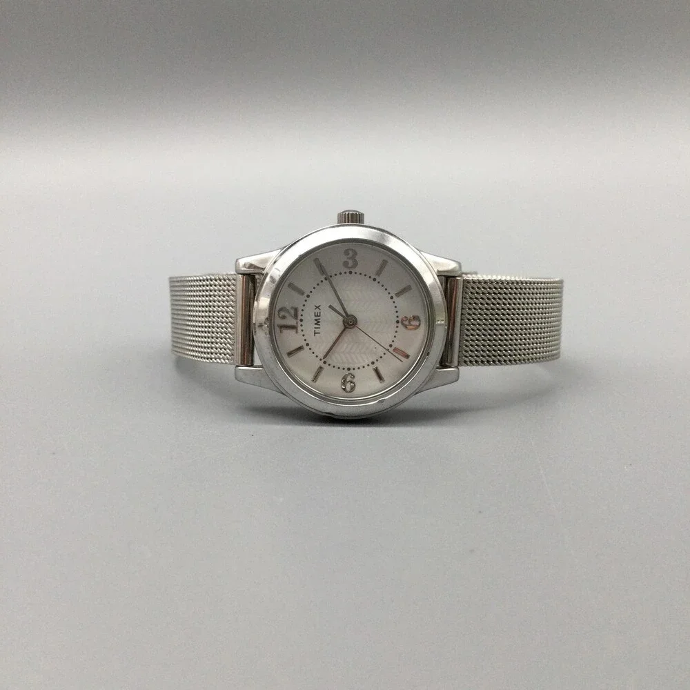 Timex Womens Watch 25mm Silver Tone Mesh Band Stainless Steel New Battery